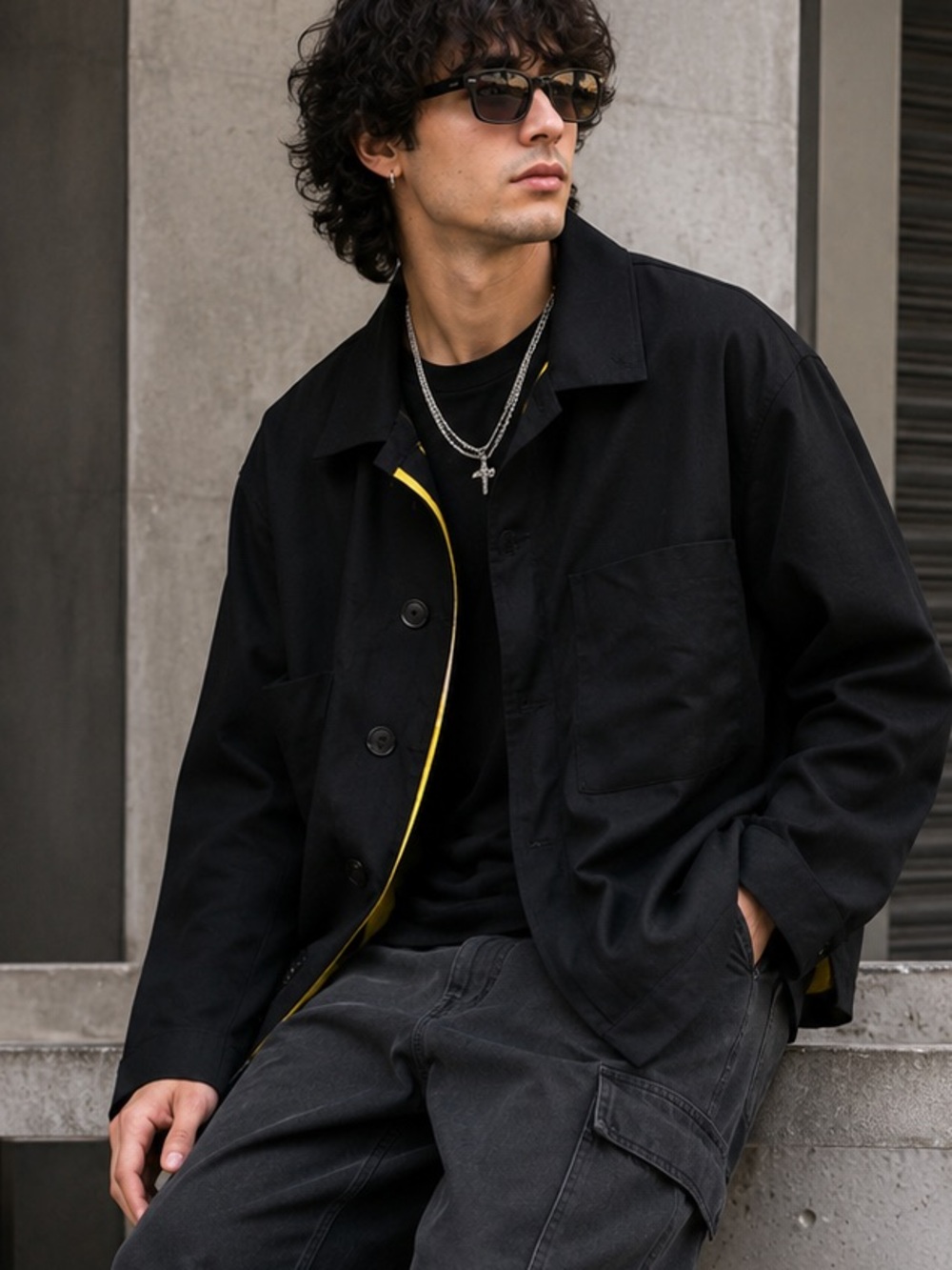 Descendant of Thieves Black Utility Jacket Yellow Trim Larger